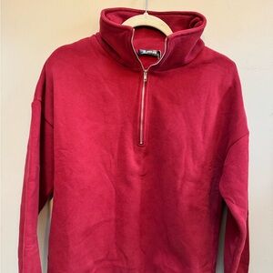 BTFBM Women’s Half Zip Sweatshirt. Size Small. Red. Cinched Waist. Super Soft